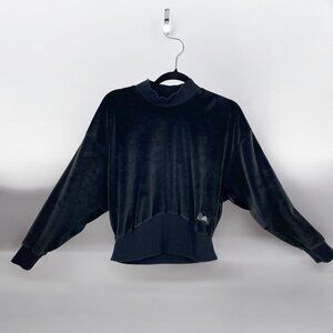 Adidas Velour Mock Neck Black Oversize Sweatshirt Sz Sm​